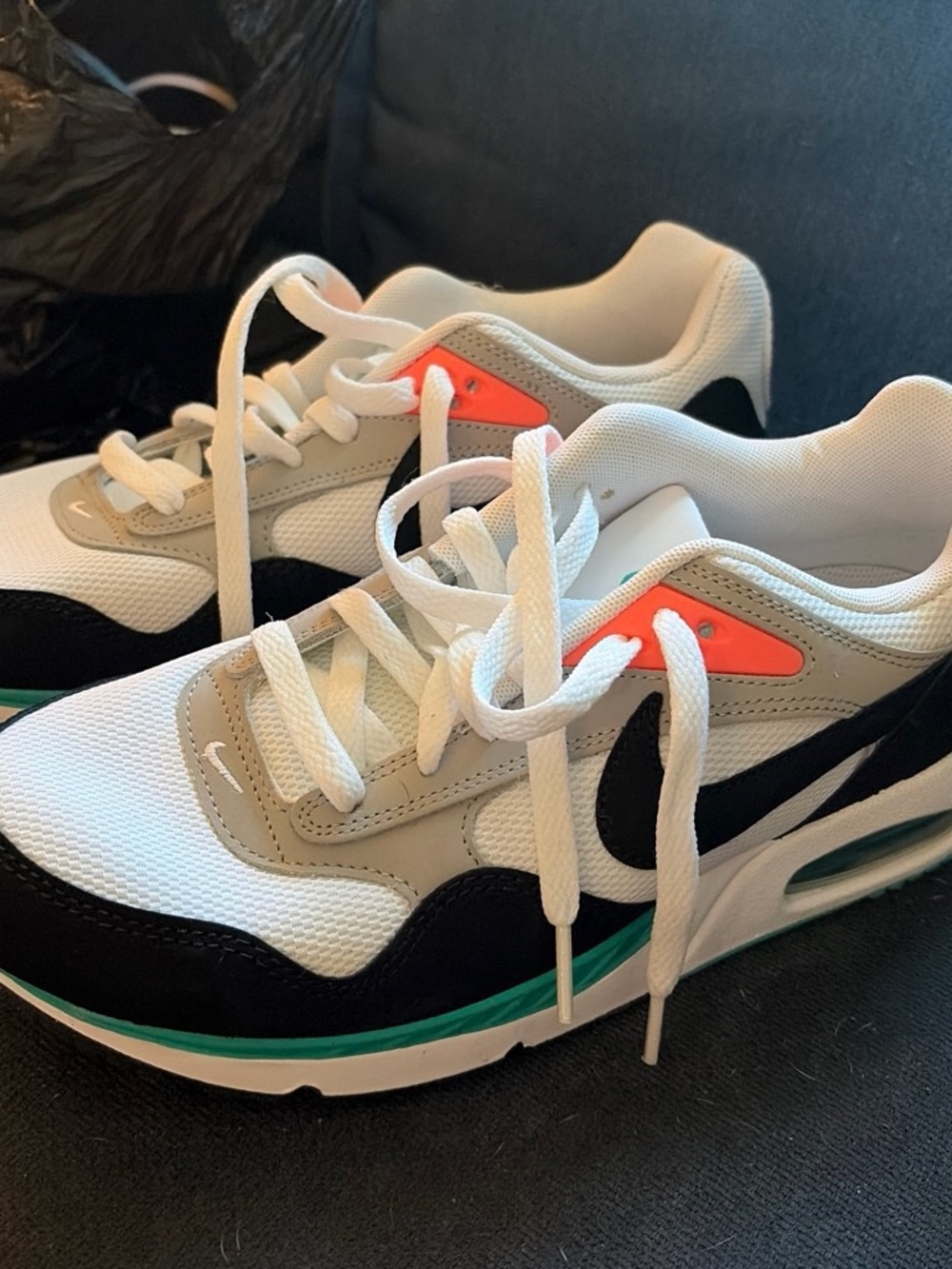 Nike Men's White, Black & Teal Sneakers with Coral Accent